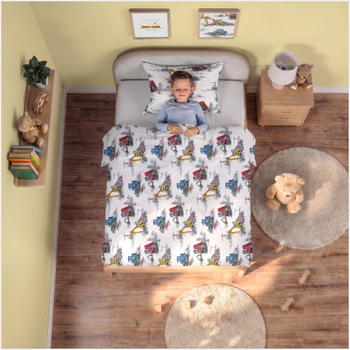 Komplet Pościeli Dziecięcej 120x160 + 50x70 Maszyny Budowlane