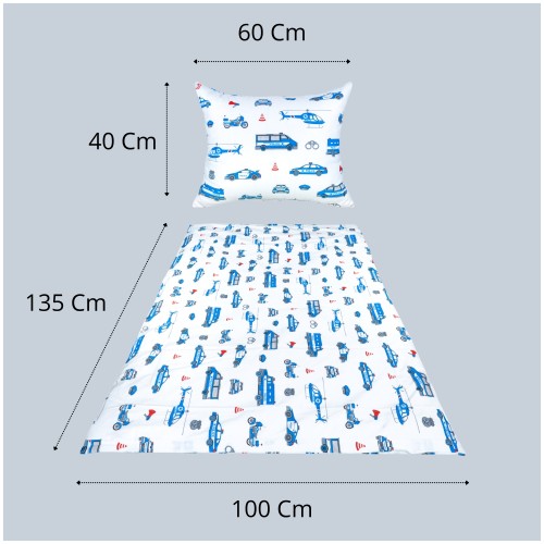 Komplet Pościeli Dziecięcej 100x135 + 40x60 Policja Na Białym