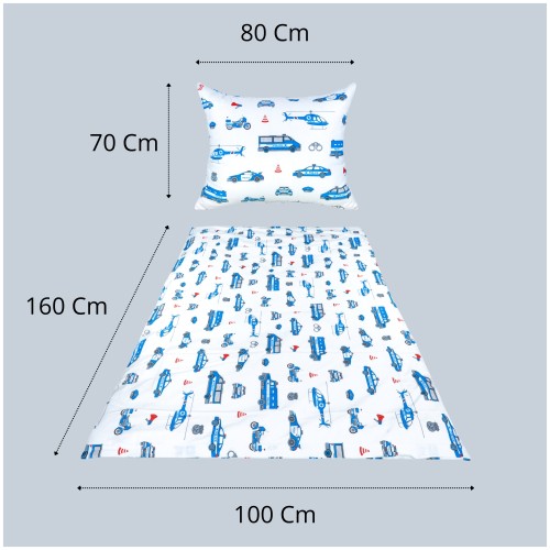 Komplet Pościeli Dziecięcej 100x160 + 70x80 Policja Na Białym