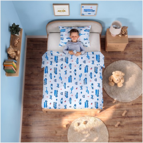 Komplet Pościeli Dziecięcej 100x160 + 40x60 Policja Na Szarym