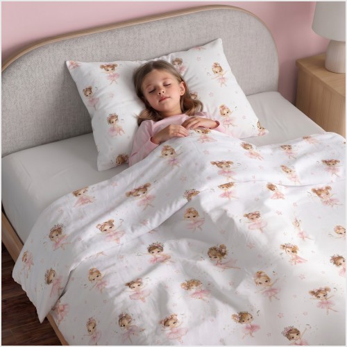 Komplet Pościeli Dziecięcej 100x160 + 50x60 Baletnice Róż
