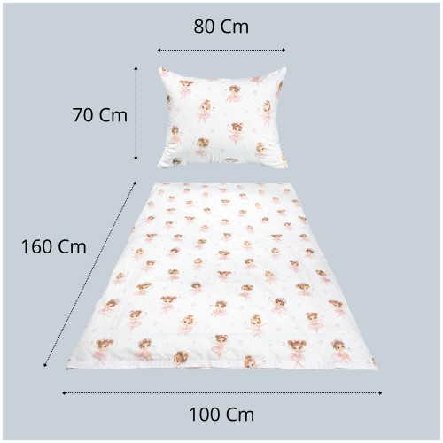 Komplet Pościeli Dziecięcej 100x160 + 70x80 Baletnice Róż