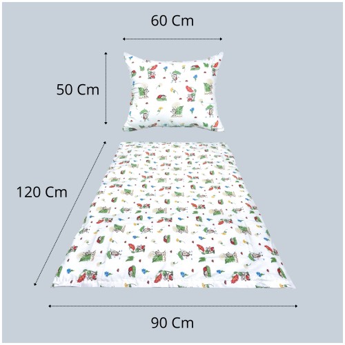 Komplet Pościeli Dziecięcej 90x120 + 50x60 Biedronki Białe