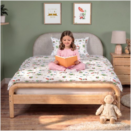 Komplet Pościeli Dziecięcej 100x135 + 50x60 Biedronki Białe