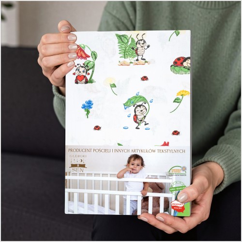 Komplet Pościeli Dziecięcej 100x160 + 40x60 Biedronki Białe