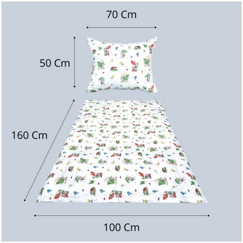 Komplet Pościeli Dziecięcej 100x160 + 50x70 Biedronki Białe