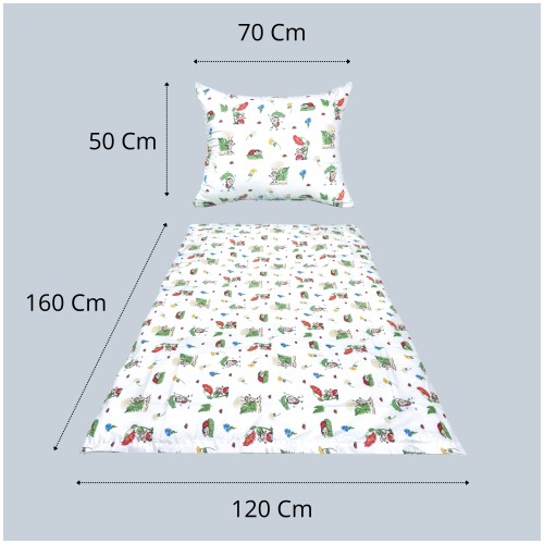 Komplet Pościeli Dziecięcej 120x160 + 50x70 Biedronki Białe
