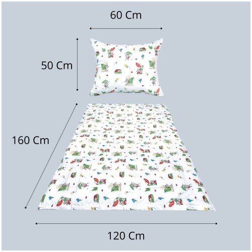 Komplet Pościeli Dziecięcej 120x160 + 50x60 Biedronki Białe