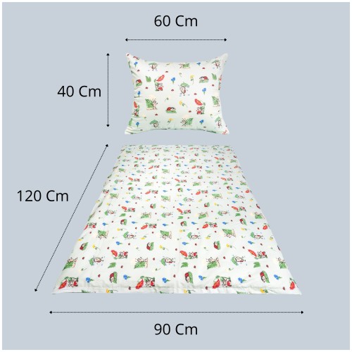 Komplet Pościeli Dziecięcej 90x120 + 40x60 Biedronki Seledyn