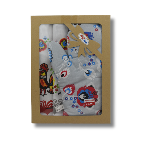 Komplet Kuchenny Łowicki Dwie Ściereczki + Rękawica