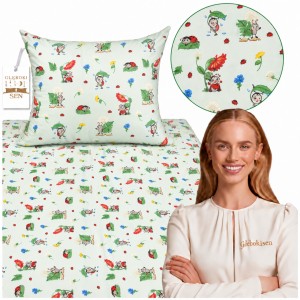 Komplet Pościeli Dziecięcej 90x120 + 50x60 Biedronki Seledyn
