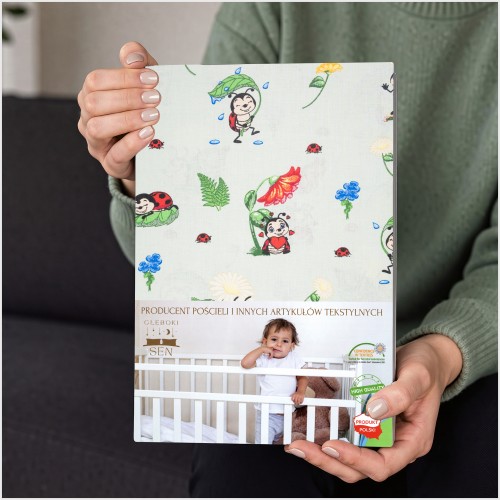Komplet Pościeli Dziecięcej 90x120 + 50x60 Biedronki Seledyn