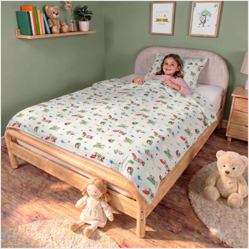 Komplet Pościeli Dziecięcej 100x135 + 50x60 Biedronki Seledyn
