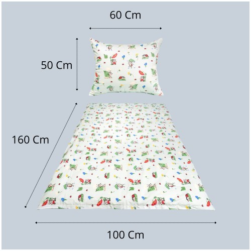Komplet Pościeli Dziecięcej 100x160 + 40x60 Biedronki Seledyn