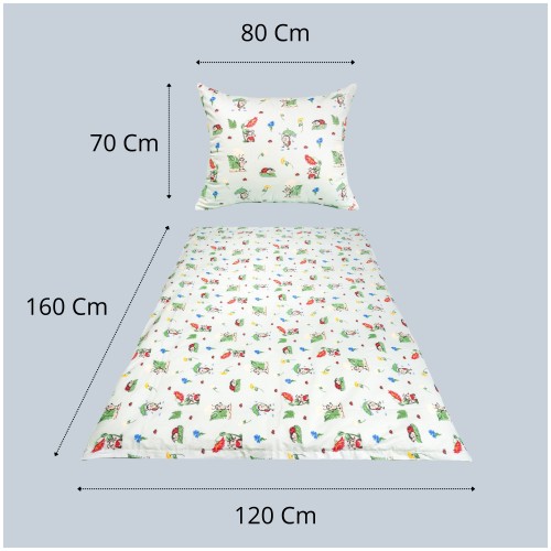 Komplet Pościeli Dziecięcej 120x160 + 70x80 Biedronki Seledyn