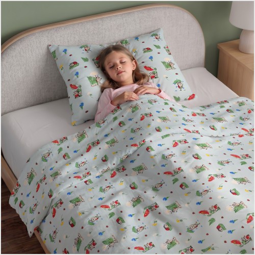 Komplet Pościeli Dziecięcej 120x160 + 70x80 Biedronki Seledyn