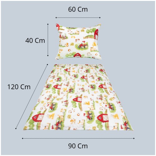 Komplet Pościeli Dziecięcej 90x120 + 40x60 Farmerski Świat Krem
