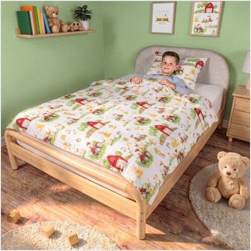 Komplet Pościeli Dziecięcej 90x120 + 40x60 Farmerski Świat Krem