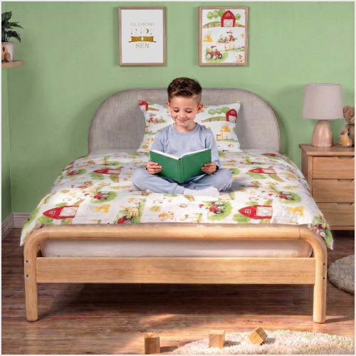 Komplet Pościeli Dziecięcej 100x135 + 50x60 Farmerski Świat Krem
