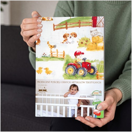 Komplet Pościeli Dziecięcej 100x160 + 40x60 Farmerski Świat Krem