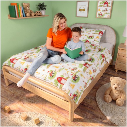 Komplet Pościeli Dziecięcej 100x160 + 50x60 Farmerski Świat Krem