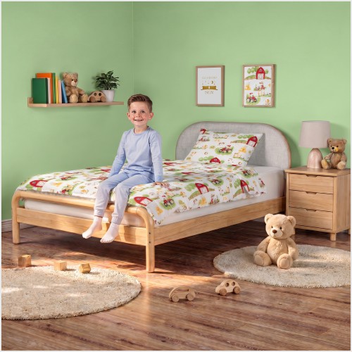 Komplet Pościeli Dziecięcej 120x160 + 50x70 Farmerski Świat Krem