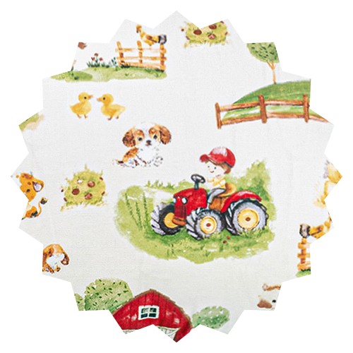 Poszewka Dziecięca 50x60 Bawełniana Farmerski Świat Krem