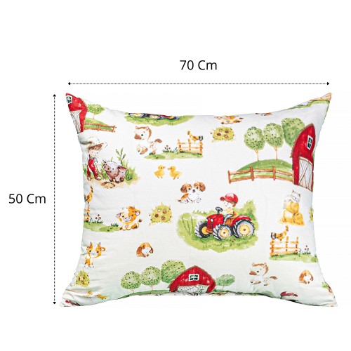 Poszewka Dziecięca 50x70 Bawełniana Farmerski Świat Krem