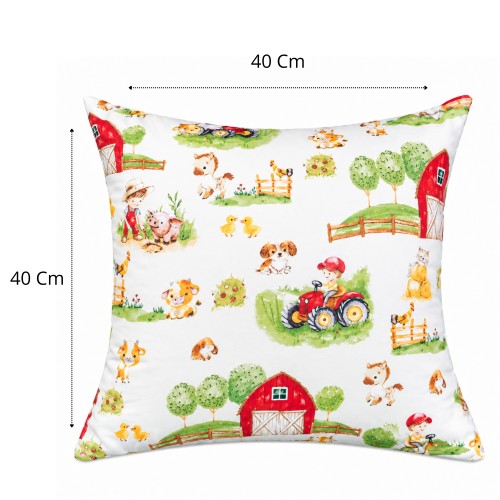 Poszewka Dziecięca 40x40 Bawełniana JAŚ Farmerski Świat Krem