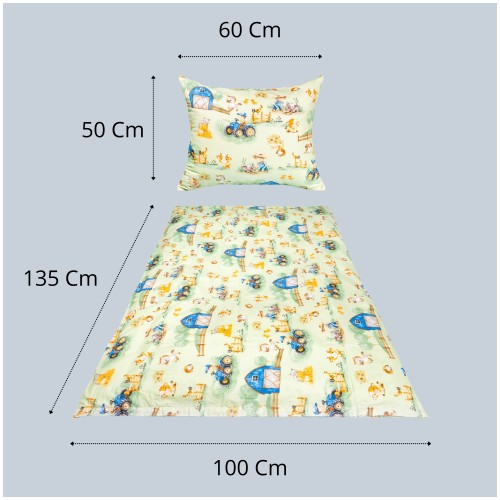 Komplet Pościeli Dziecięcej 100x135 + 50x60 Farmerski Świat Oliwka