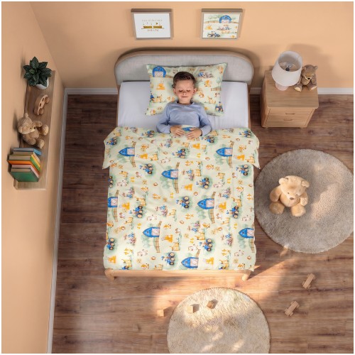 Komplet Pościeli Dziecięcej 100x135 + 50x60 Farmerski Świat Oliwka