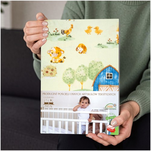 Komplet Pościeli Dziecięcej 100x160 + 40x60 Farmerski Świat Oliwka