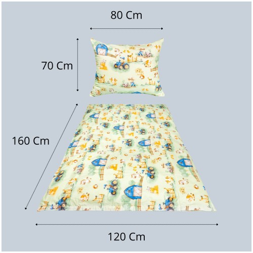 Komplet Pościeli Dziecięcej 120x160 + 70x80 Farmerski Świat Oliwka
