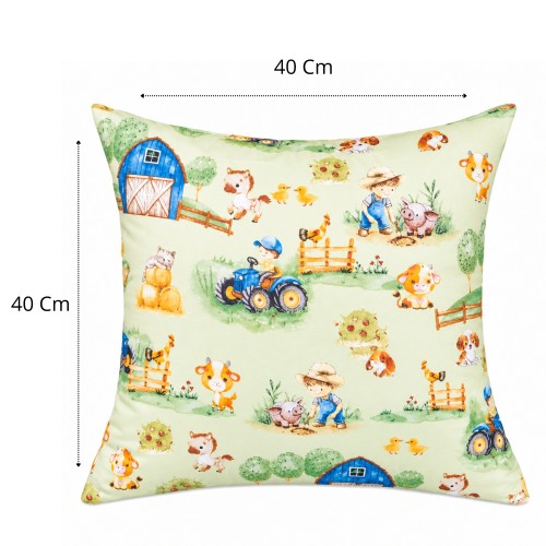 Poszewka Dziecięca 40x40 Bawełniana JAŚ Farmerski Świat Oliwka