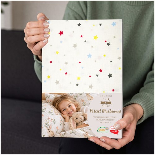 Pościel Muślinowa Dziecięca 120x160 + 50x60 100% Bawełniana Gwiezdny Sen