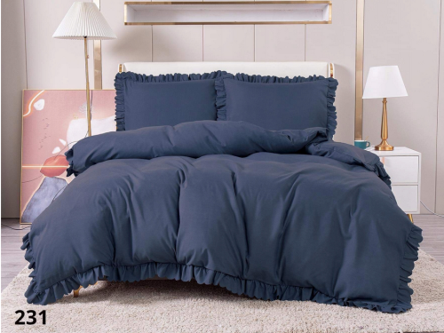 Pościel JEDNOBARWNA z Falbaną Ciemny Szary 160x200 231