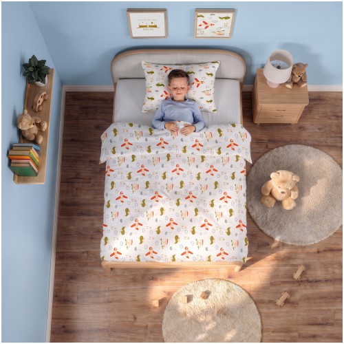 Pościel Muślinowa Dziecięca 90x120 + 40x60 100% Bawełniana Wesołe Samoloty