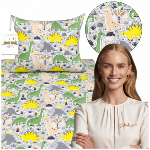 Komplet Pościeli Dziecięcej 120x160 + 50x60 Dinozaury