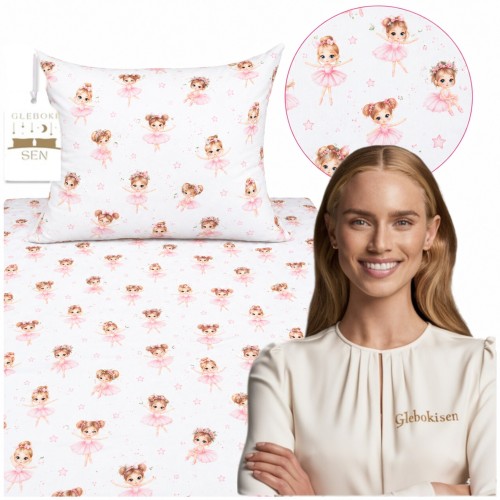 Komplet Pościeli Dziecięcej 100x160 + 50x60 Baletnice Róż