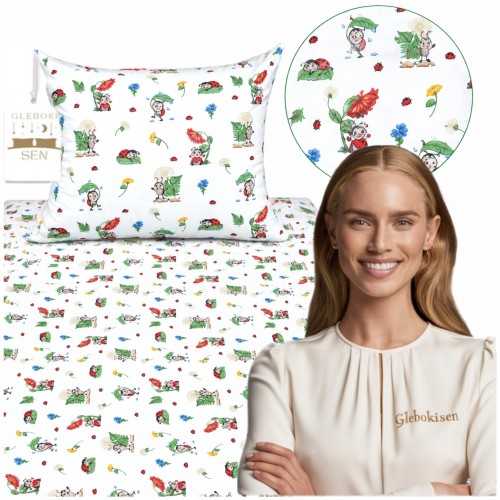 Komplet Pościeli Dziecięcej 90x120 + 40x60 Biedronki Białe