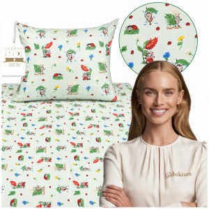 Komplet Pościeli Dziecięcej 100x160 + 40x60 Biedronki Seledyn
