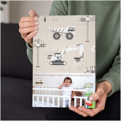 Komplet Pościeli Dziecięcej 120x160 + 70x80 Koparki Beżowe