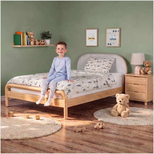 Komplet Pościeli Dziecięcej 100x135 + 40x60 Koparki Beżowe