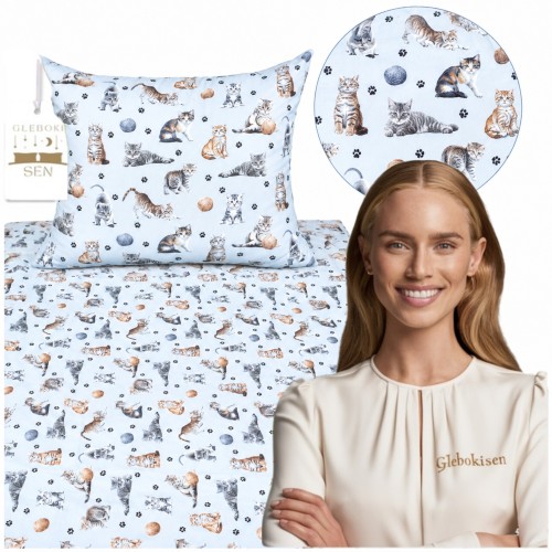 Komplet Pościeli Dziecięcej 100x160 + 70x80 Kotki Łapki Szare