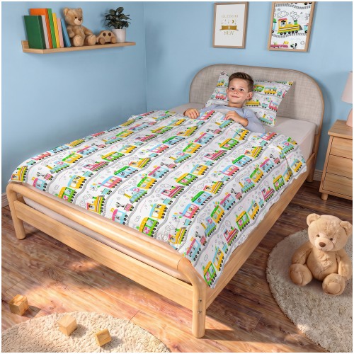 Komplet Pościeli Dziecięcej 100x135 + 40x60 Bajkowa Ciuchcia