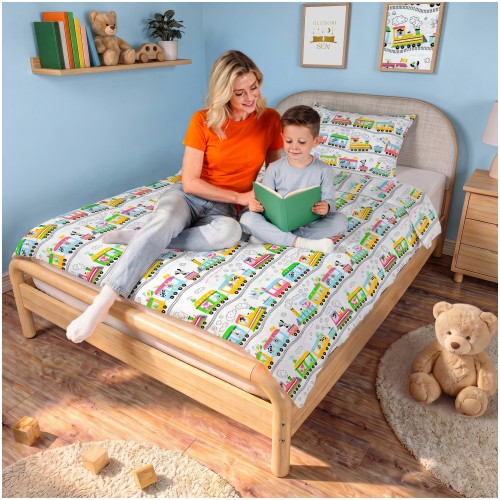 Komplet Pościeli Dziecięcej 100x160 + 40x60 Bajkowa Ciuchcia