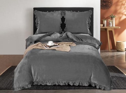 Pościel Welurowa Z Falbaną 160x200 Polar SHF-2577