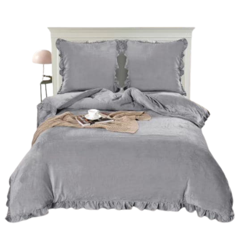 Pościel Welurowa Z Falbaną 160x200 Polar SHF-2578