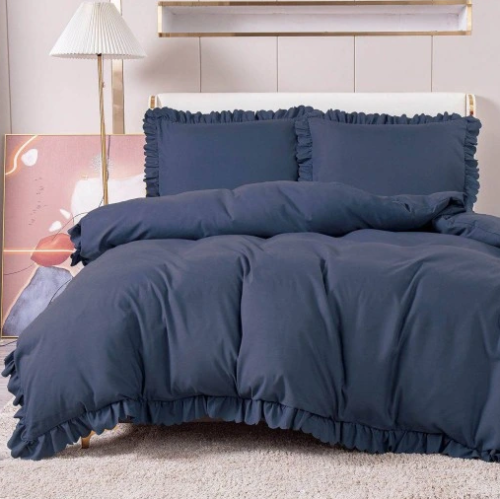 Pościel JEDNOBARWNA z Falbaną Ciemny Szary 200x220 F13