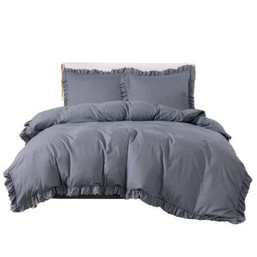 Pościel JEDNOBARWNA z Falbaną Stalowy 200x220 232